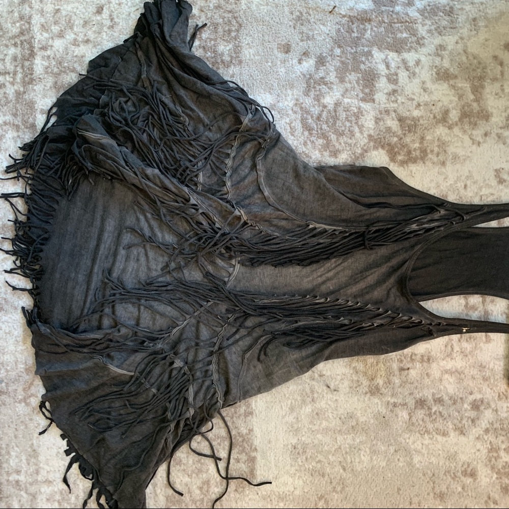 All saints grey fringe dress